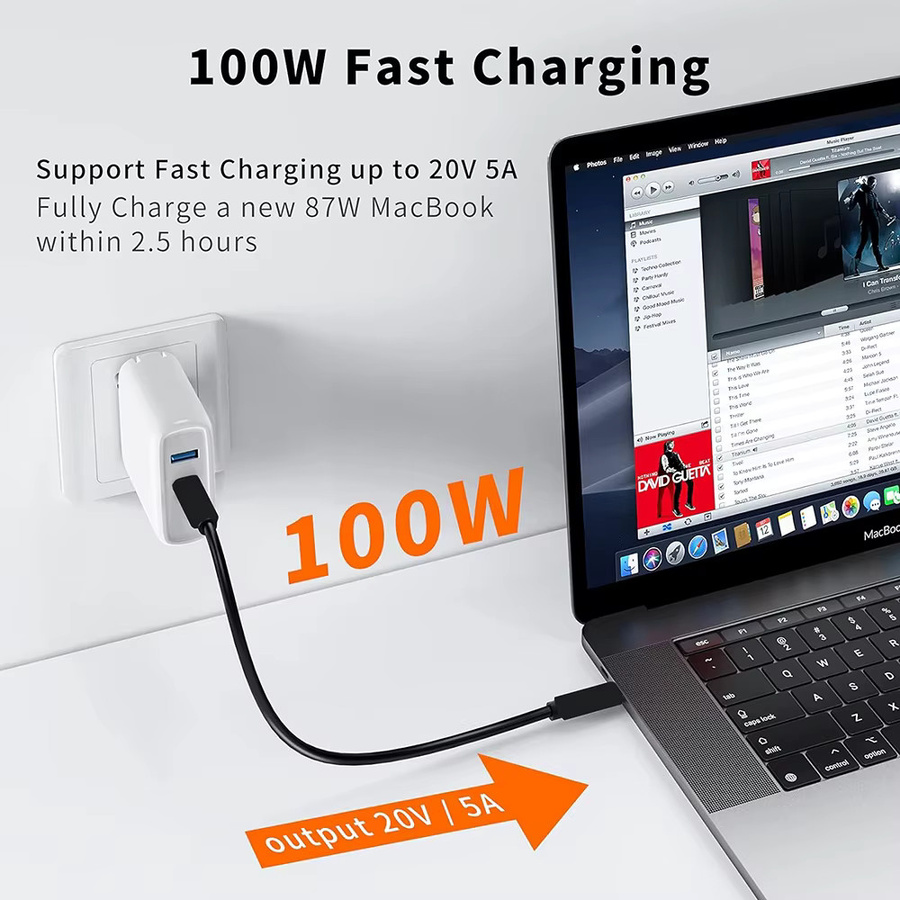 HDmatters USB-C-zu-USB-C-Kabel mit 10Gbps Datenübertragung und Videofunktion, Schwarz - Bild 2