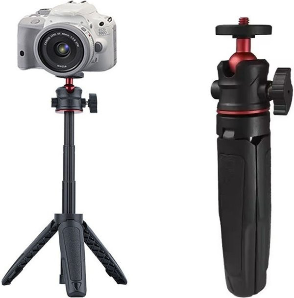 Mini ausziehbarer Desktop-Stativgriff mit flexiblem Kugelkopf und 1/4 Zoll Schraube in Schwarz für GoPro und DJI - Bild 1