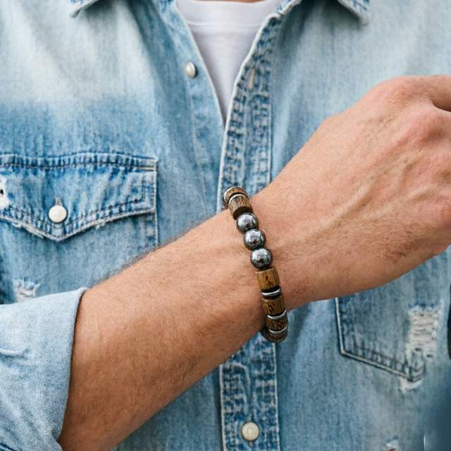 diffone Armband, Holzperlen, Vintage, Herren - Bild 1