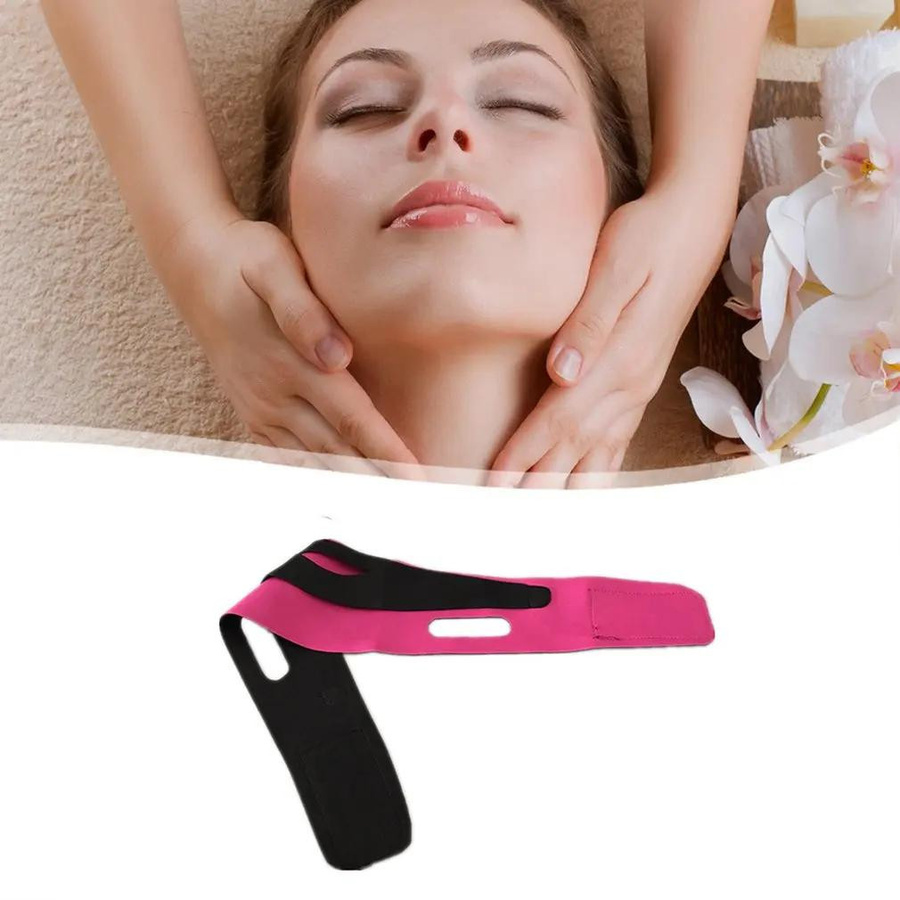 Facelift Reduziert Doppelkinn Bandage Gesicht V-Form Lift Up Gürtel, Rose Rot - Bild 3