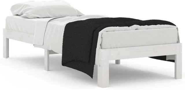 vidaXL Massivholzbett aus Kiefer in Weiß, B/T/H: 78,5 x 193,5 x 30 cm - Bild 1