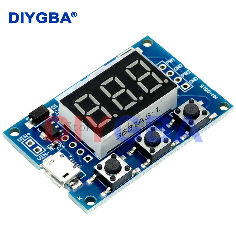 DNIGEF PWM Signal Generator Modul mit Micro USB, 2 Kanäle, einstellbarer Duty Cycle und digitalem LED Display in Blau, DC 5V 12V 24V - Bild 2