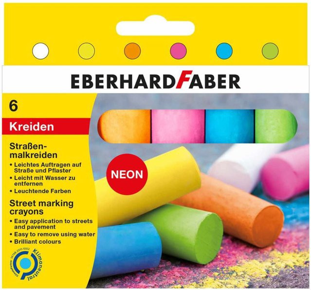 Eberhard Faber Straßenmalkreide Neon in Bunt / Mehrfarbig, 6 Stück - Bild 1