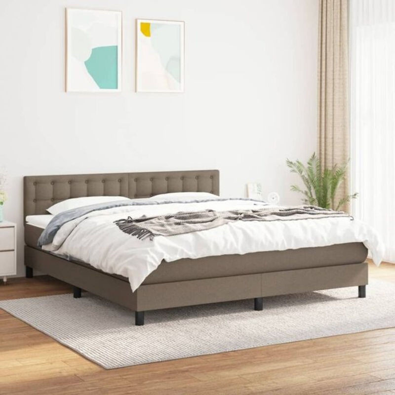 vidaxl Boxspringbett mit Matratze in Taupe meliert aus Stoff, B/T/H: 160 x 200 x 88 cm - Bild 1