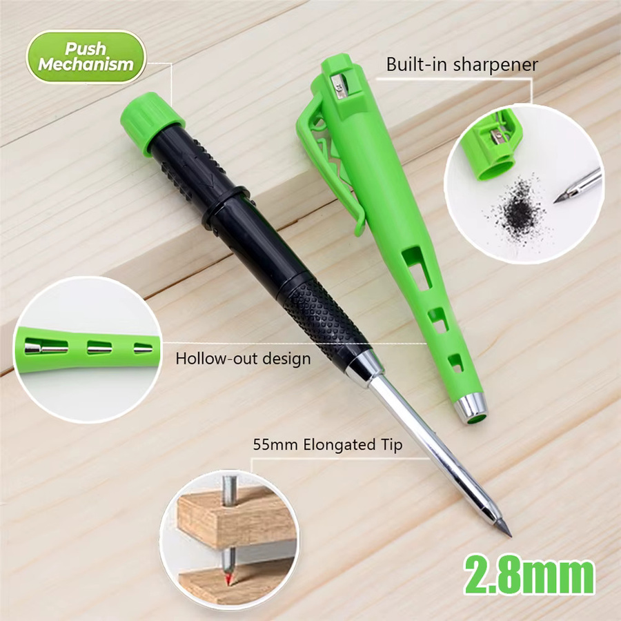 6-teiliges Set JOMPENS Zimmermannsbleistifte mit Kappe, 55 mm lange Markierungsbleistifte für die Holzbearbeitung, Mehrfarbig - Bild 3