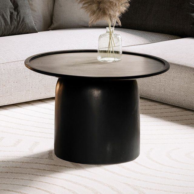 Runder Couchtisch FineBuy aus Massivholz in Schwarz, modern gestaltet, B/T/H: 60 x 60 x 40 cm - Bild 1