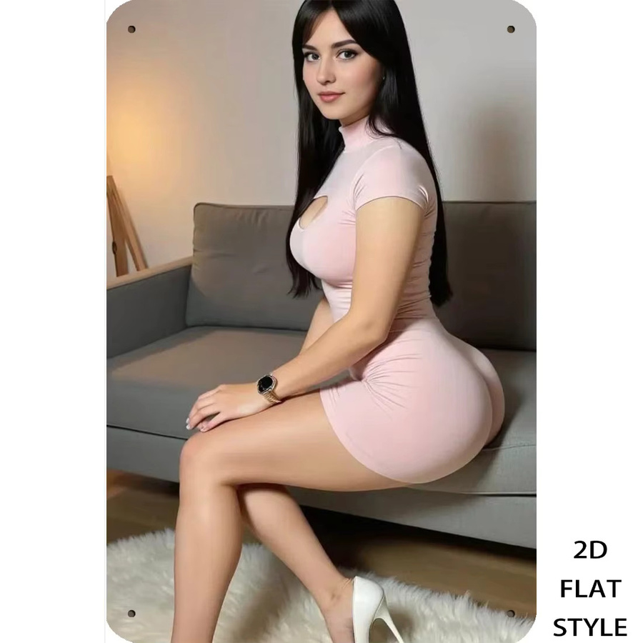 Metall-Wandschild CIFBUY Vintage Pink Dress Woman in Pink, B: 20,3 cm, H: 30,5 cm - Bild 3