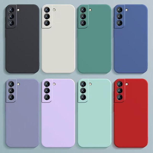 Quadratische Flüssigsilikonhülle für Samsung Galaxy S21 S22 S23 S24 S25 FE Plus Ultra mit Kameraschutz in Schwarz - Bild 1