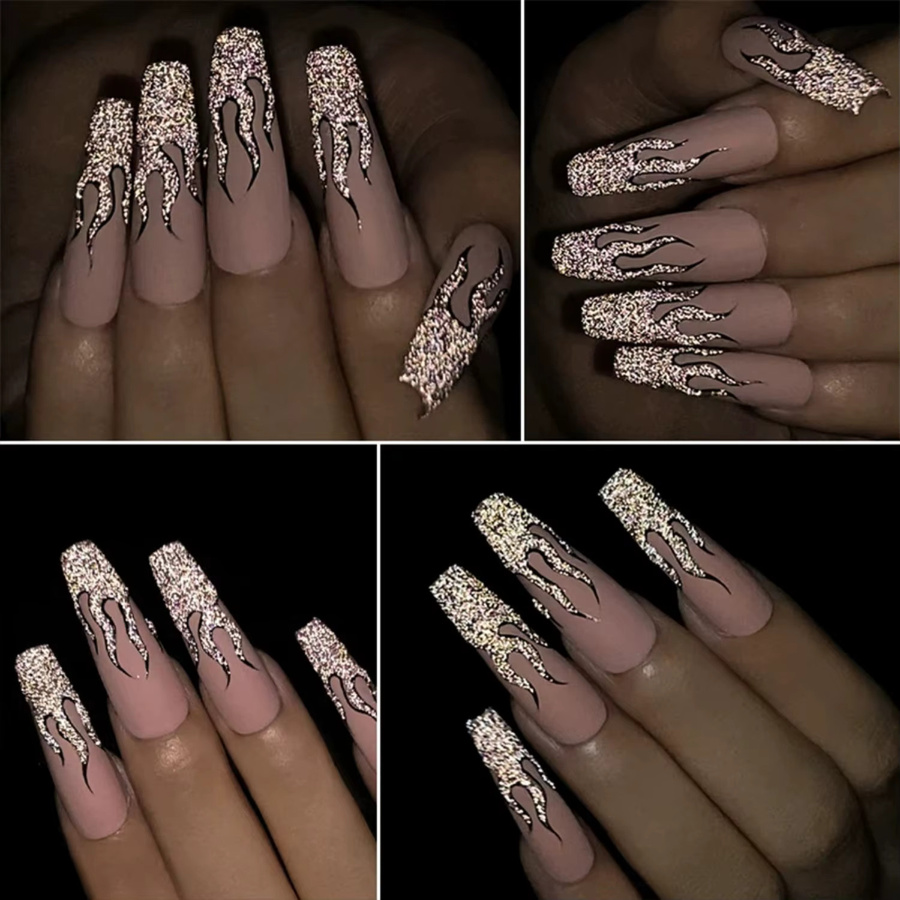 Glitzer-Liner-Gel-Nagellack, Silber und Gold, 6 Stück - Bild 3