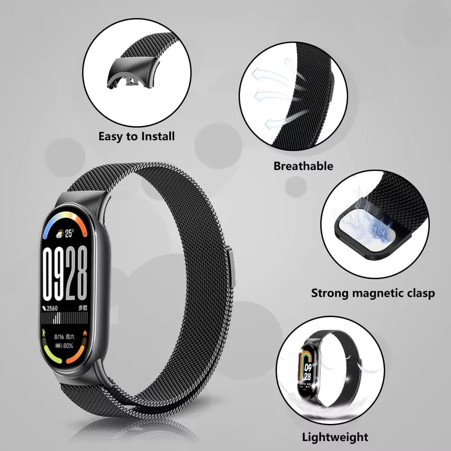 Uhrenarmband Milanese Loop, Edelstahl, Xiaomi Band 10, Mi Band 8 9, Unisex - Bild 3