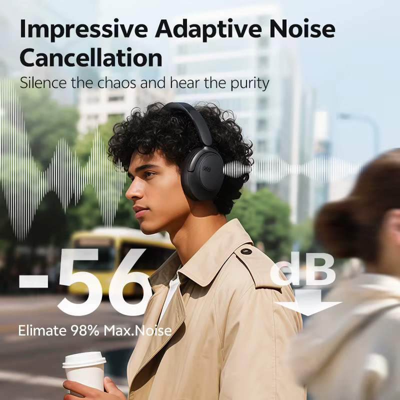 QCY H3S Over-Ear-Kopfhörer mit adaptivem ANC, Hi-Res LDAC und Spatial Sound, Bluetooth, Grau - Bild 2