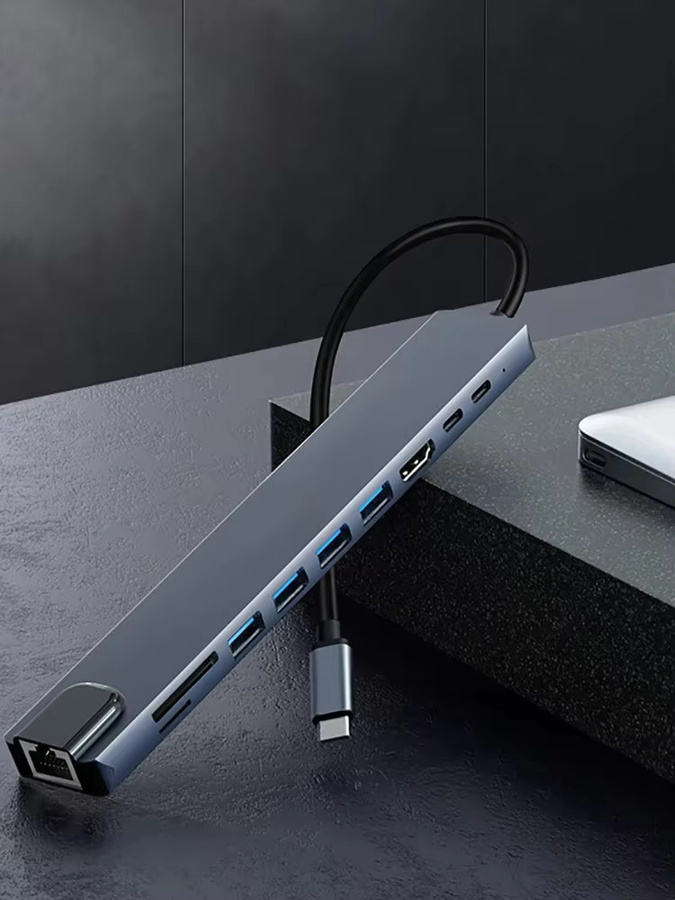 kebidumei 8-in-1 USB-C Dockingstation mit 4K UHD HDMI, RJ45 Ethernet, SD/TF Kartenleser und USB 3.0 für MacBook und Laptop - Bild 7