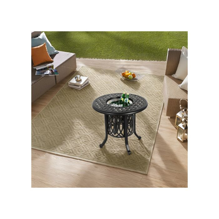 MUVOE Aluminium-Gartentisch mit integriertem Eisbehälter und verstellbaren Füßen als kompakter Outdoor-Couchtisch - Bild 2