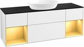 V&B Waschtischunterschrank Finion mit Wandbeleuchtung, Breite: 160 cm, Farbe: Weiß lackiert mit Goldakzenten - Bild 1
