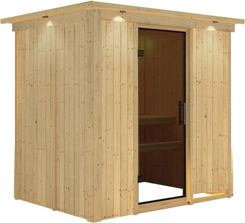 Karibu Sauna Kircholm für 3 Personen aus Fichtenholz in Beige ohne Ofen B/T/H: 202 x 165 x 210 cm - Bild 1