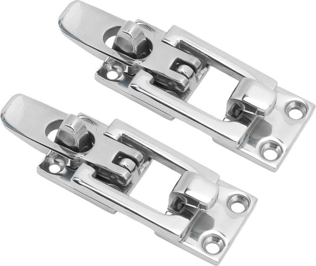 Igeteck 2er Set Abschließbarer Türriegel aus 316 Edelstahl in Silber, Schwerlast Verschlussklemme für Marine und Boot - Bild 1