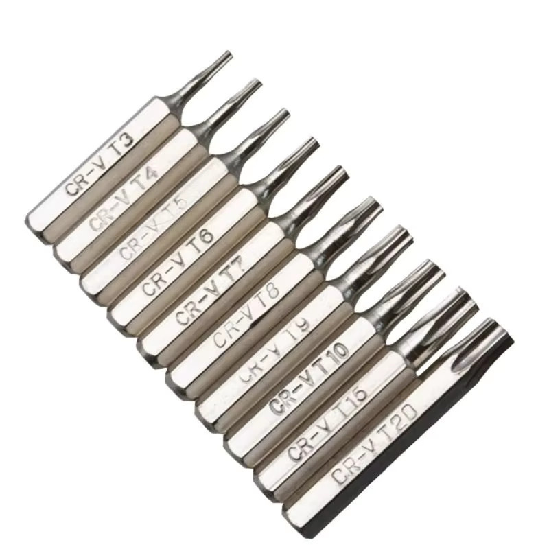 SHENGMEIYU 10er Set Torx Schraubendreher Bits aus CR-V Stahl in Silber für Mobile Reparaturen T3 bis T20 - Bild 2