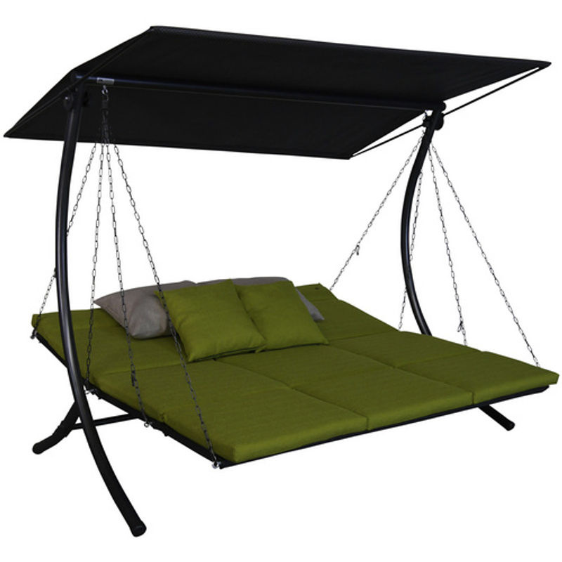 Angerer Hollywoodschaukel Swing Smart 3-Sitzer in Grün Lime mit Auflagen und Sonnendach aus Textilene und Stahl, B/T/H: 240 x 160 x 145 cm - Bild 2