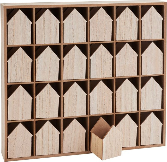 VBS Adventskalender Häuser aus Holz in Beige - Bild 1
