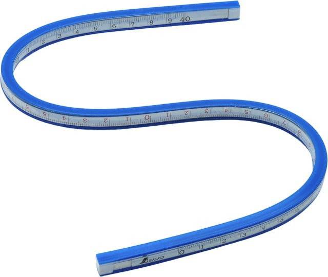 Shinwa 74853 Kurven-Lineal mit Skala, flexibel, Blau, Länge: 80 cm - Bild 1
