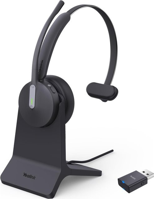 Yealink WH64 Hybrid Mono On-Ear Headset DECT und Bluetooth in Schwarz mit BHC70 Ladestation und Microsoft Teams Zertifizierung (USB-A und USB-C) - Bild 1