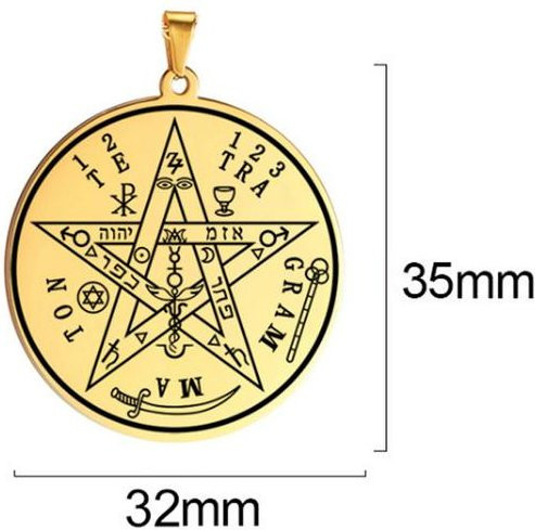 Wucifang Jewelry Anhänger Tetragrammaton Amulett, Edelstahl, Gold, Damen - Bild 1