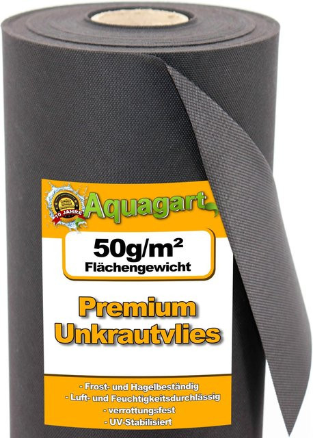 Aquagart Gartenvlies Unkrautvlies Mulchvlies Schwarz 10m² Breite: 1,6 m - Bild 1