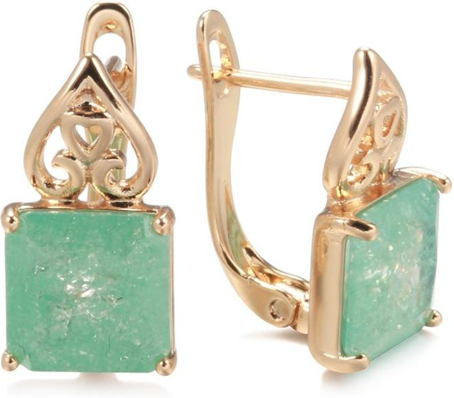 Hängeohrringe Zirkon, Smaragdgrün, Roségold, Damen - Bild 1