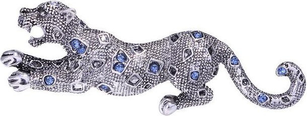 YIRAN Jewelry Brosche Gepard, Kristall, Strass, Grau, Unisex - Bild 1