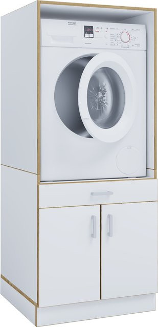 VCM Waschmaschinenschrank Rislo CL XL in Weiß mit Unterschrank, zwei Drehtüren und einer Schublade, H x B x T: 162 x 67 x 68 cm - Bild 1