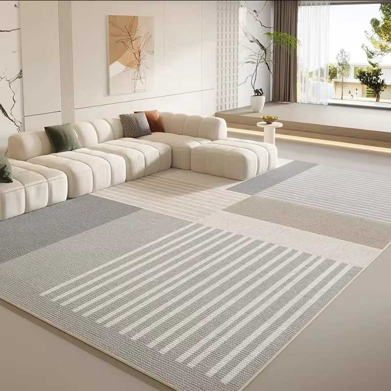 VIKAMA Wohnzimmerteppich Grau, moderner rechteckiger Teppich für Wohnzimmer und Schlafzimmer, rutschfest und fleckenresistent - Bild 1