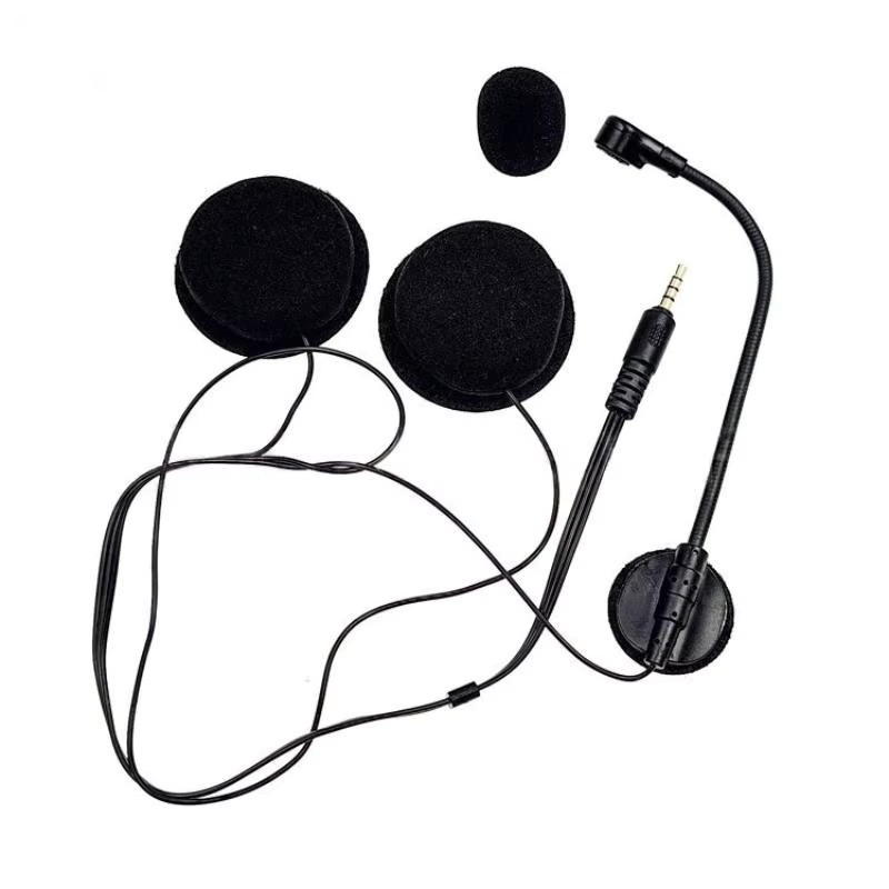Motorrad Helm Headset Intercom mit 3,5mm Klinkenanschluss, Mikrofon und Doppel Lautsprechern in Schwarz - Bild 4