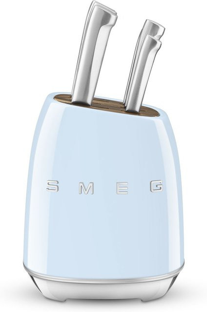 Smeg Messerblock mit 6-teiligem Set aus Edelstahl und Holz in Blau KBSF02PB - Bild 1