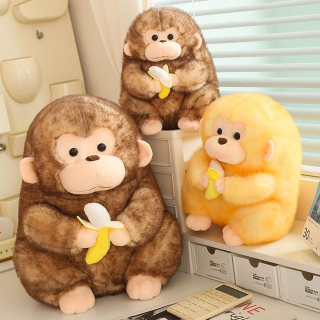 Kawaii Plüschaffe mit Banane, Plüschtier, 40cm, ab 14 Jahren - Bild 1