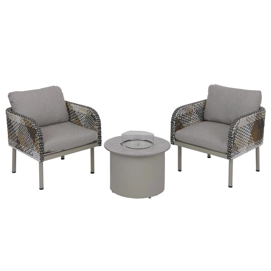 MCW Poly-Rattan Lounge-Set P80 mit Tischkamin in Beige - Bild 3