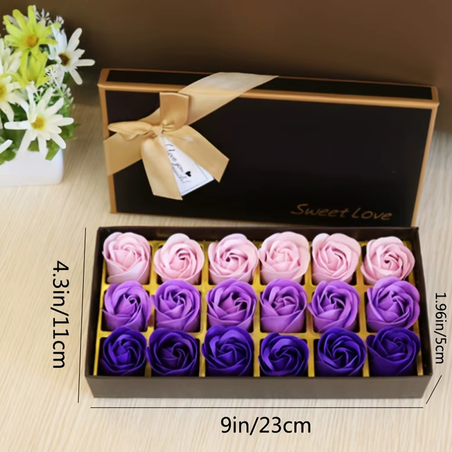 18-teiliges Rosen-Seifenblumen-Geschenkset mit Schmetterlingsmotiv in Blau mit floralem Design - Bild 4