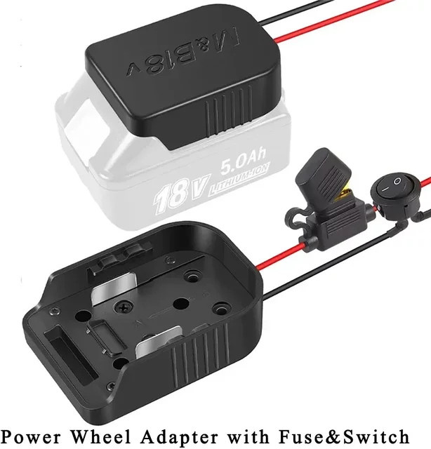 Dawupine DIY Netzteil Stecker Adapter Konverter für Makita BL1830 und Bosch 14,4 V-18 V Lithium-Batterien mit I/O Schalter und 30A Sicherung, Schwarz - Bild 1