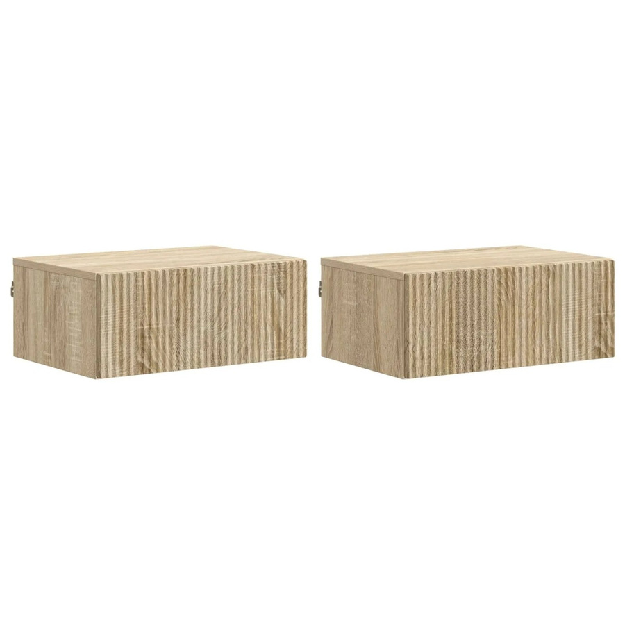vidaXL Wandmontierter Nachttisch 2er-Set Sonoma-Eiche, Beige, B/T/H: 49 x 34,5 x 20 cm - Bild 2