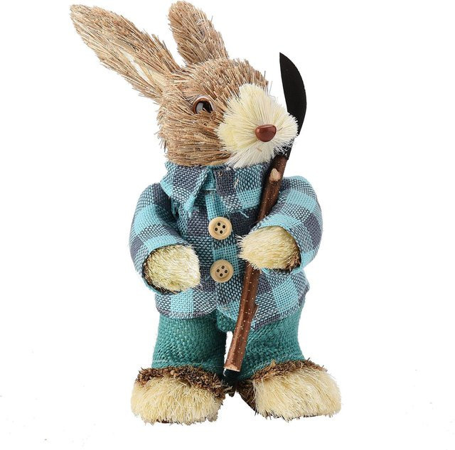 Tooarts Osterhasenfigur aus Rattan und Textil in Beige - Bild 1