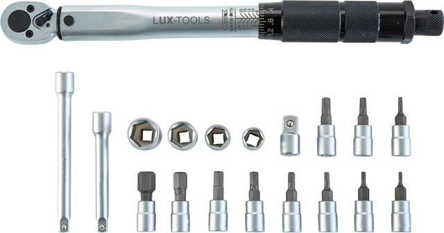 LUX-TOOLS 19-teiliges Drehmomentschlüssel-Set aus Chrom-Vanadium in Silber mit 1/4 Zoll Antrieb - Bild 1