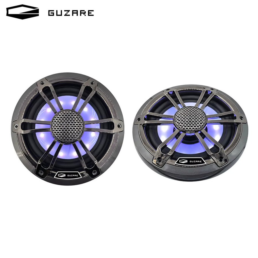 GUZARE Marine-RGB-Lautsprecher Set, 2-Wege-System mit 150 Watt, IP66 wasserdicht, Schwarz/Rot, 2 Stück - Bild 1