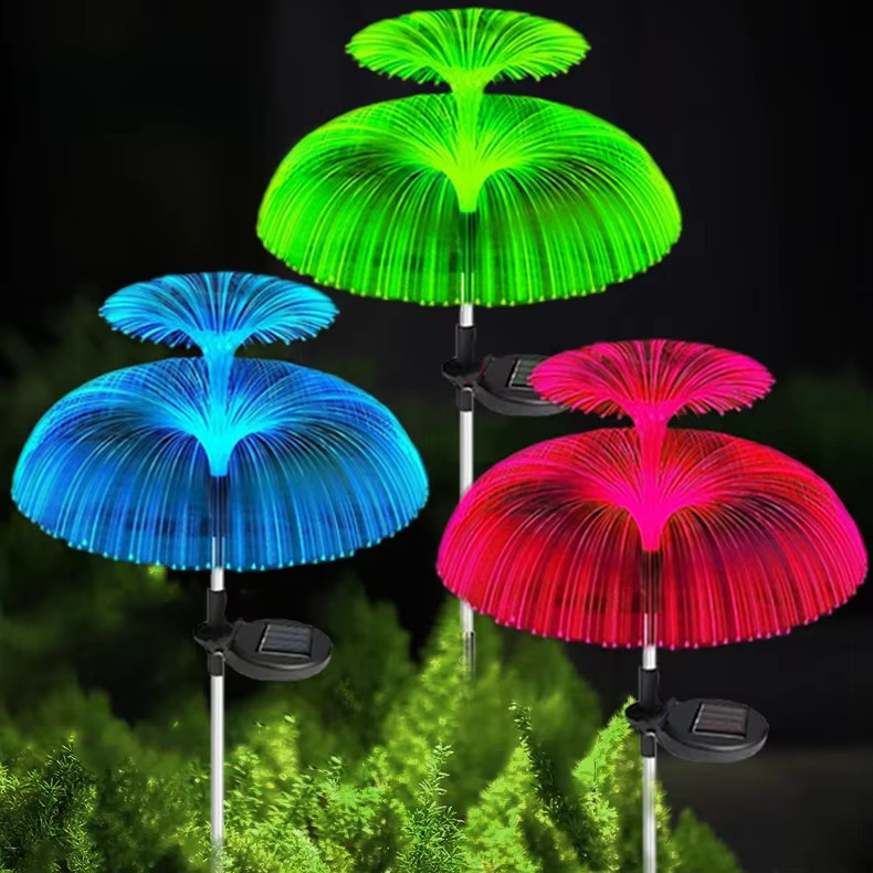 GOTP Solar Quallen Gartenleuchten mit 7 Farbwechseln, Wasserdichte RGB Außenbeleuchtung für Garten und Weg, Multicolor - Bild 1