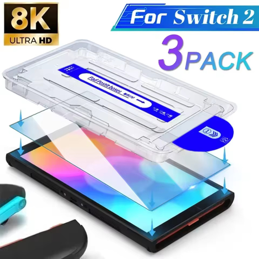 TECTINTER Displayschutzfolie aus 9H gehärtetem Glas für Nintendo Switch 2, transparent - Bild 3