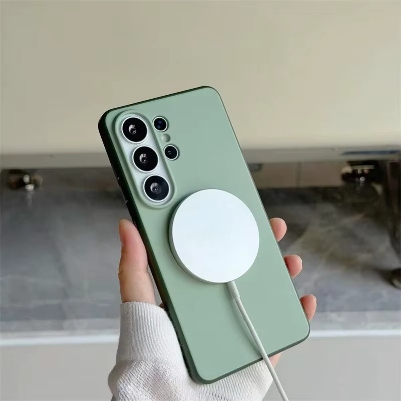 Matte TPU Magnetische MagSafe Handyhülle für Samsung Galaxy S26 S25 S24 S23 Ultra oder S26 Plus, Stoßfeste Abdeckung für kabelloses Laden, Orange oder Grün - Bild 2