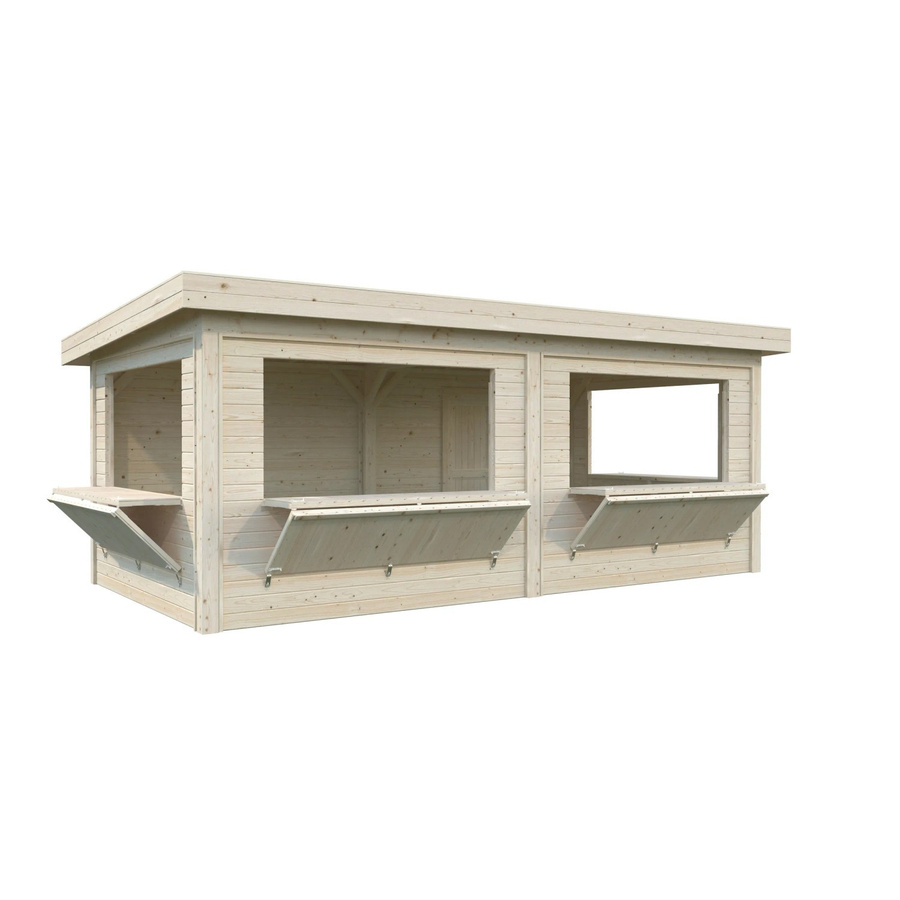 Marktstand Palmako Lenna Set 312 aus Fichtenholz in Braun mit Pultdach, B/T/H: 588 x 300 x 245 cm - Bild 3