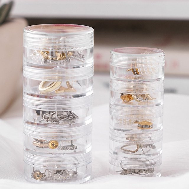 WHPHous Schmuckaufbewahrung Box aus Kunststoff mit 5 Ebenen, transparenter Organizer für Make-up, Armbänder und Ohrringe mit Reißverschluss - Bild 1