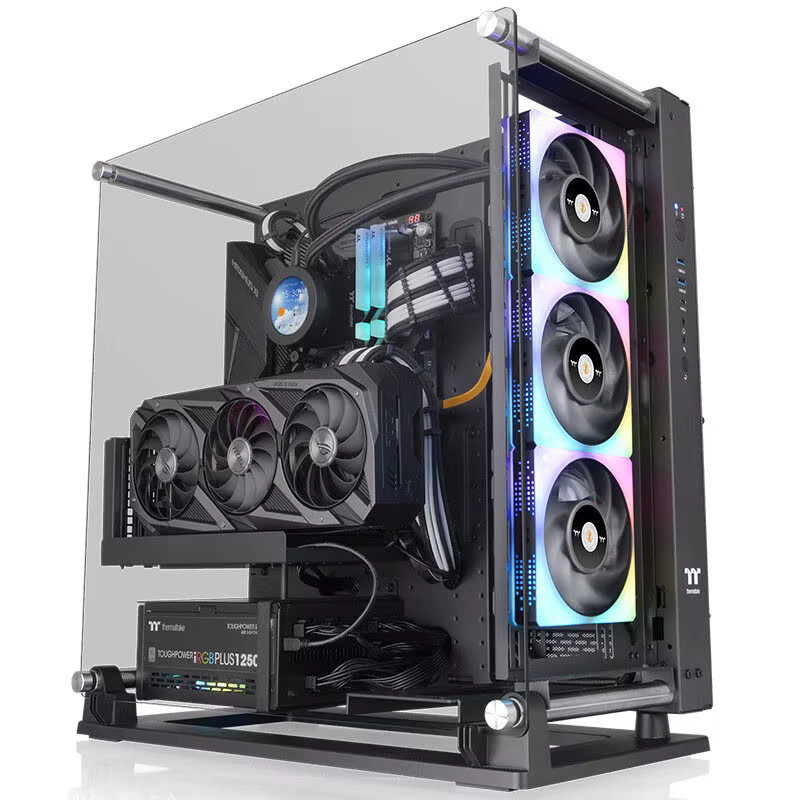 Tt Core P3 TG Pro weißes MOD wassergekühltes Computer-Gehäuse mit ATX-Vertikalanschluss und Wandmontage - Bild 3