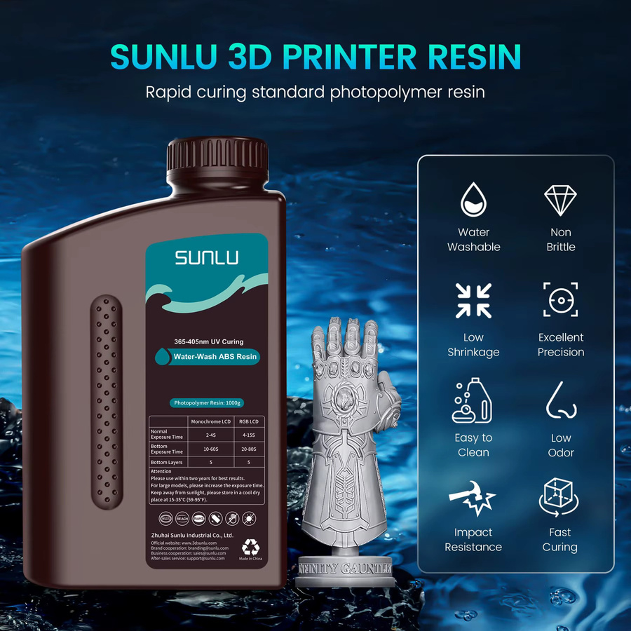 SUNLU ABS-ähnliches wasserwaschbares 3D-Harz in Weiß für LCD- und DLP-Drucker - Bild 2