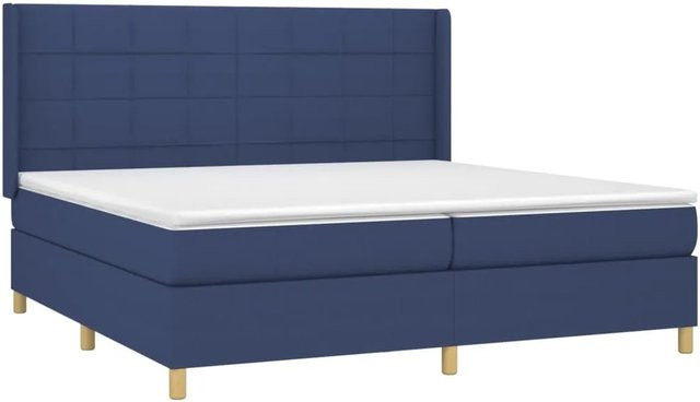 vidaXL Boxspringbett mit Matratze und LED-Beleuchtung in Blau, B/T/H: 203 x 203 x 118 cm - Bild 1