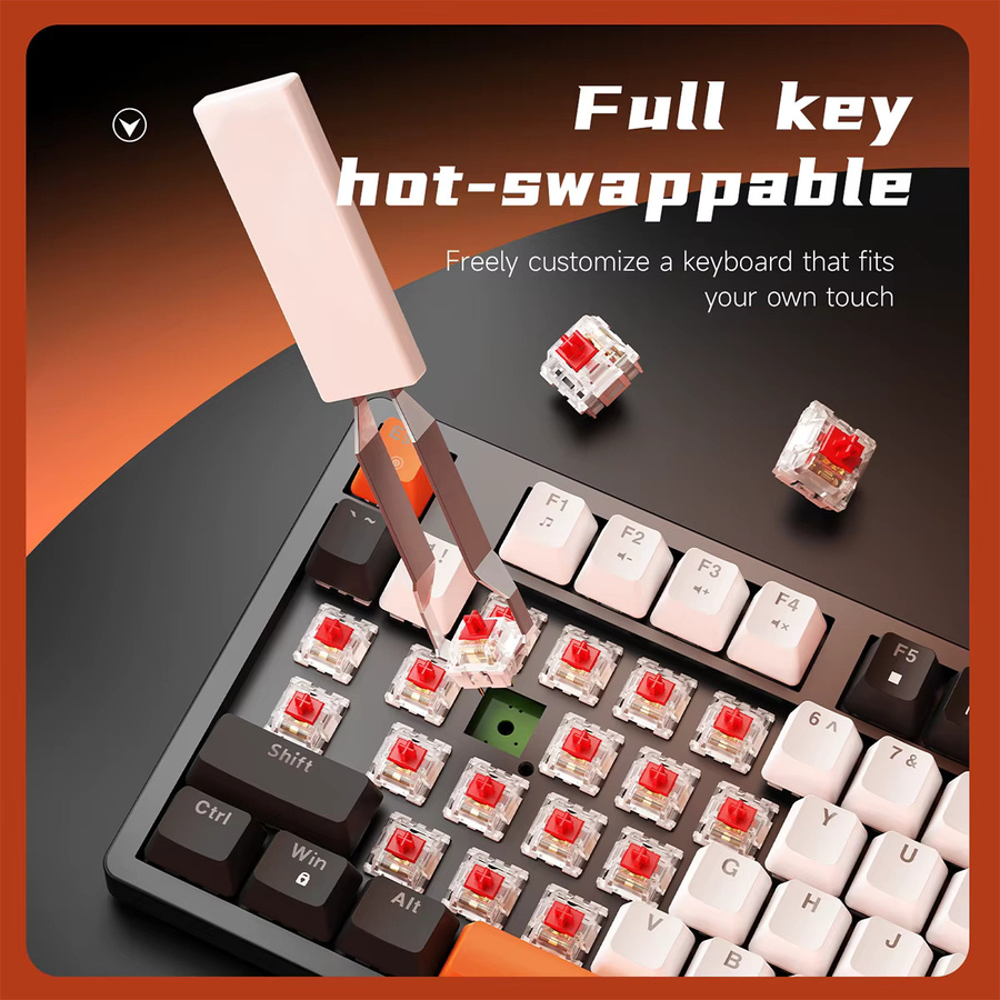 Ajazz NK98 Kabelgebundene Mechanische Gaming-Tastatur mit 98-Tasten-Layout und Hot-Swap-Funktion in Multicolour - Bild 4